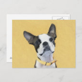 Boston Terrier Painting - Niedliche Original Dog A Postkarte (Vorne/Hinten)