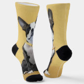 Boston Terrier Painting - Niedliche Original Dog A Socken (Gewinkelt)