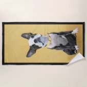 Boston Terrier Painting - Niedliche Original Dog A Strandtuch (Vorderseite)