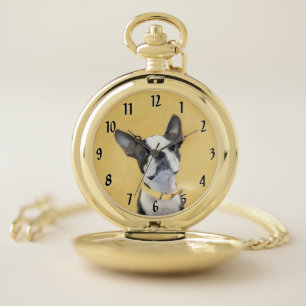 Boston Terrier Painting - Niedliche Original Dog A Taschenuhr