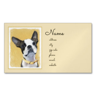 Boston Terrier Painting - Niedliche Original Hund  Magnetische Visitenkarte