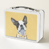 Boston Terrier Painting - Niedliche Original Hund Metall Brotdose (Rückseite)