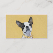 Boston Terrier Painting - Niedliche Original Hund Visitenkarte (Rückseite)