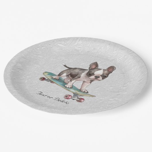 Boston Terrier Paper Plate Pappteller (Schrägansicht)