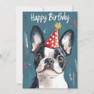Boston Terrier Party Hat Birthday Party Einladung
