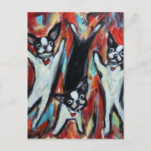 Boston Terrier Party Liebe Postkarte (Vorderseite)