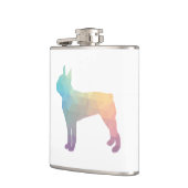 Boston Terrier Pastel Geo Pattern Silhouette Flachmann (Links)