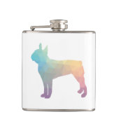 Boston Terrier Pastel Geo Pattern Silhouette Flachmann (Vorderseite)