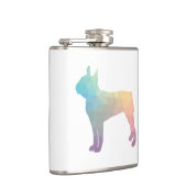 Boston Terrier Pastel Geo Pattern Silhouette Flachmann (Rechts)