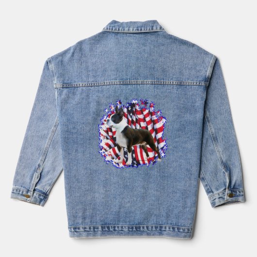 Boston Terrier Patriot Jeansjacke (Rückseite)
