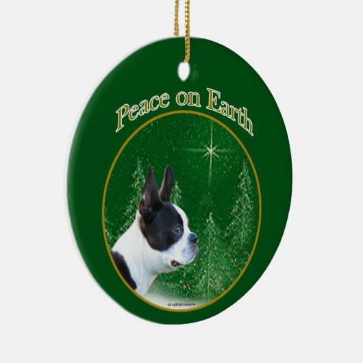 Boston Terrier Peace Keramik Ornament (Rechts)