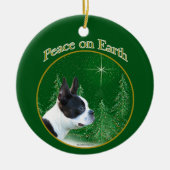 Boston Terrier Peace Keramik Ornament (Vorne)