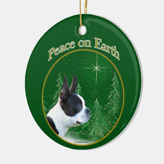 Boston Terrier Peace Keramik Ornament (Links)