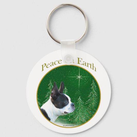 Boston Terrier Peace Schlüsselanhänger (Vorderseite)