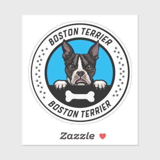 Boston Terrier Peeking Illustration Abzeichen Aufkleber (Blatt)