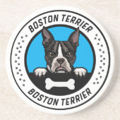Boston Terrier Peeking Illustration Abzeichen Getränkeuntersetzer (Vorne)