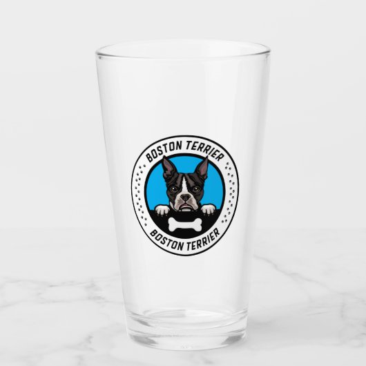 Boston Terrier Peeking Illustration Abzeichen Glas (Vorderseite)