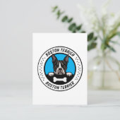 Boston Terrier Peeking Illustration Abzeichen Postkarte (Stehend Vorderseite)