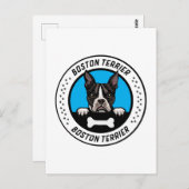 Boston Terrier Peeking Illustration Abzeichen Postkarte (Vorne/Hinten)
