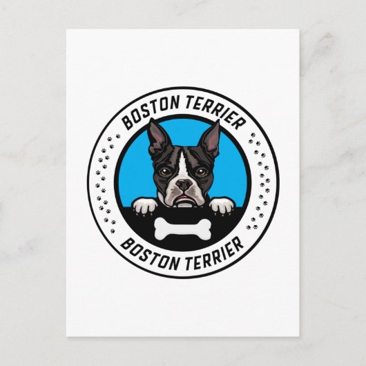 Boston Terrier Peeking Illustration Abzeichen Postkarte (Vorderseite)