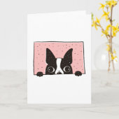 Boston Terrier Peeking Karte (Gelbe Blume)