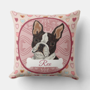 Boston Terrier personalisiertes Valentins-Herzkiss Kissen