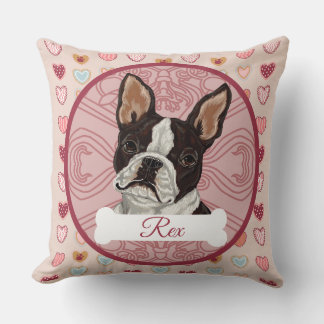 Boston Terrier personalisiertes Valentins-Herzkiss Kissen