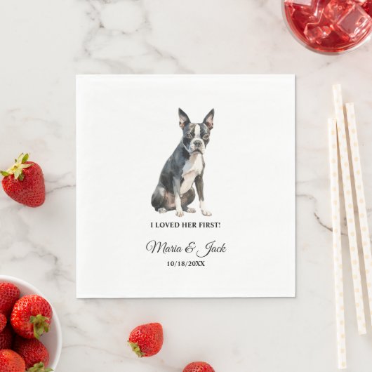 Boston Terrier Pet Cocktail Wedding Serviette (Beispiel)