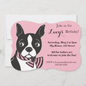 Boston Terrier Pink Geburtstagsfeier Einladung (Vorderseite)