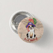 Boston Terrier Pirate Button (Vorne & Hinten)