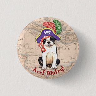 Boston Terrier Pirate Button