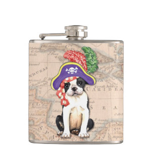 Boston Terrier Pirate Flachmann