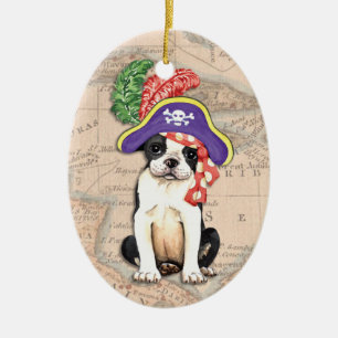 Boston Terrier Pirate Keramik Ornament
