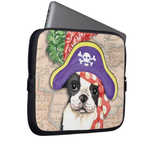 Boston Terrier Pirate Laptopschutzhülle (Vorne Rechts)