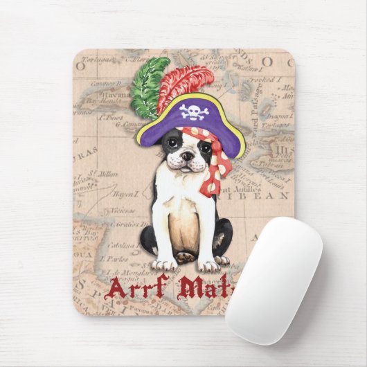 Boston Terrier Pirate Mousepad (Mit Mouse)