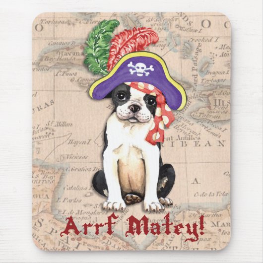 Boston Terrier Pirate Mousepad (Vorne)