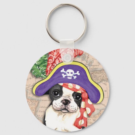 Boston Terrier Pirate Schlüsselanhänger (Vorderseite)
