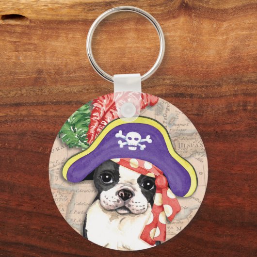 Boston Terrier Pirate Schlüsselanhänger (Vorderseite)
