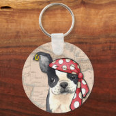 Boston Terrier Pirate Schlüsselanhänger (Vorderseite)