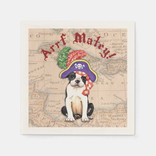 Boston Terrier Pirate Serviette (Vorderseite)