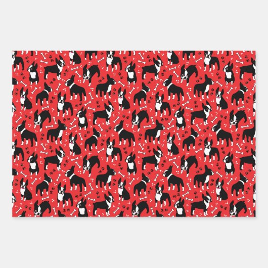 Boston Terrier Playtime Cute Dogs Geschenkpapier Set (Vorderseite 2)