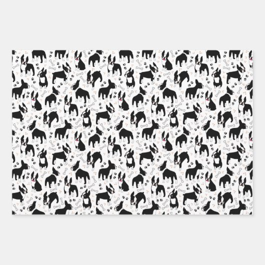 Boston Terrier Playtime Cute Dogs Geschenkpapier Set (Vorderseite)