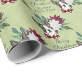 Boston Terrier Poinsettia Weihnachtsfest Geschenkpapier (Rolleneckpunkt)