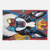 Boston Terrier Pop Art Küchentuch (Horizontal)