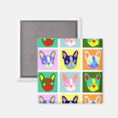 Boston Terrier Pop Art Magnet (Vorderseite/Rückseite)