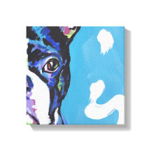 Boston Terrier Pop Dog Art on Wrapped Canvas