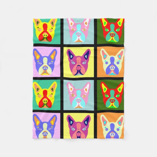 Boston-Terrier-Pop-Kunst Fleecedecke (Vorderseite)