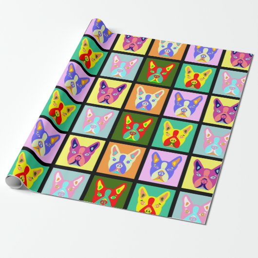 Boston-Terrier-Pop-Kunst Geschenkpapier (Ungerollt)