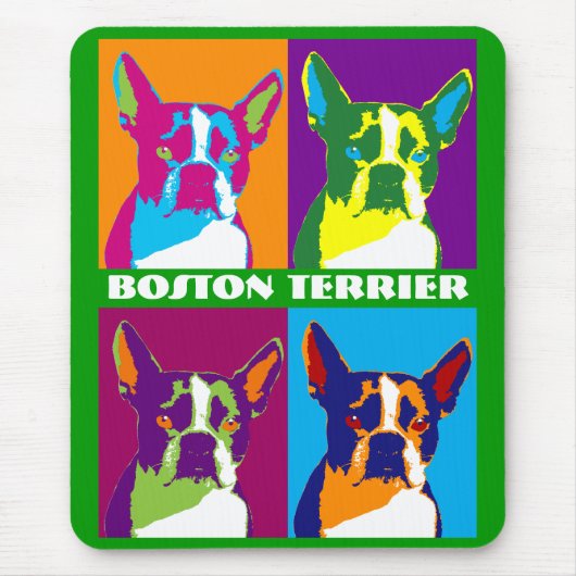 Boston-Terrier-Pop-Kunst-Mausunterlage Mousepad (Vorne)