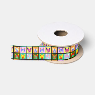Boston-Terrier-Pop-Kunst Satinband